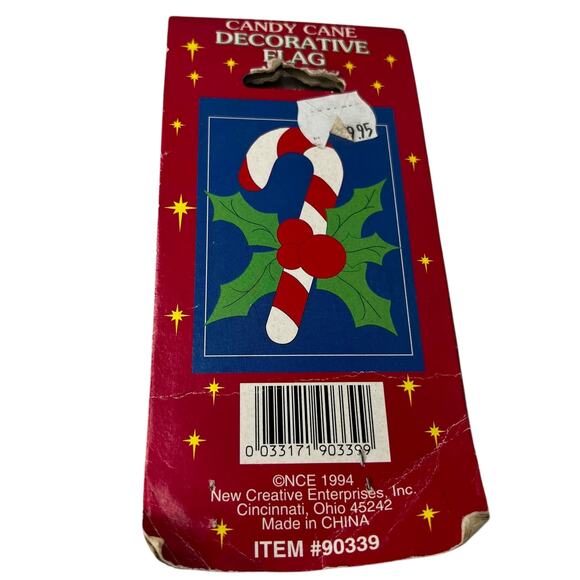 Vintage 1994 Candy Cane Decorative Flag 28" x 44" New - Picture 3 of 12
